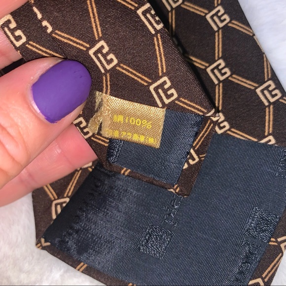 🆂🅾🅻🅳 PIERRE BALMAIN 100% Silk Brown Patterned Tie - Picture 7 of 9